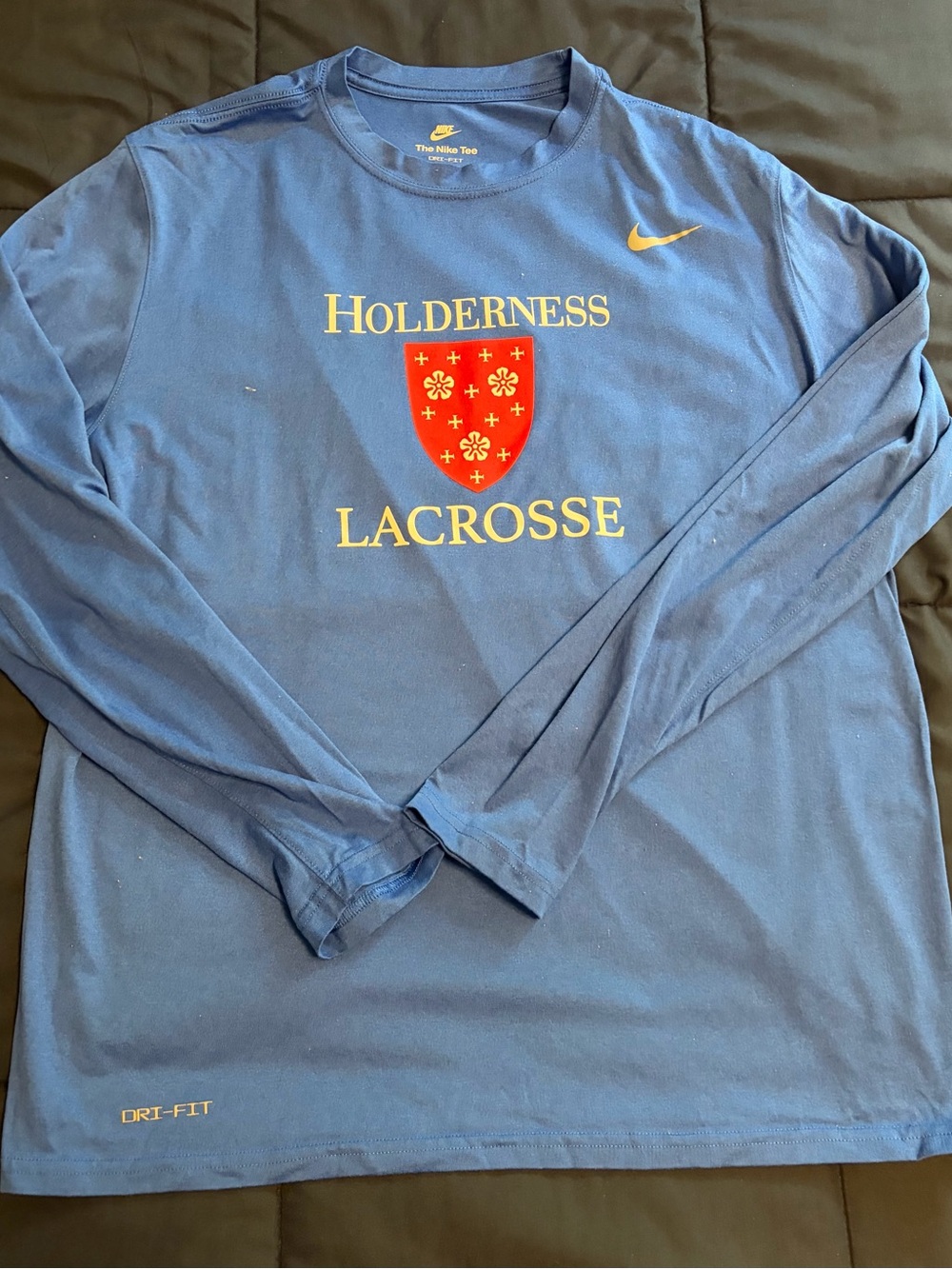 Nike Blue Holderness Lacrosse Long-Sleeve Shirt with Red Crest